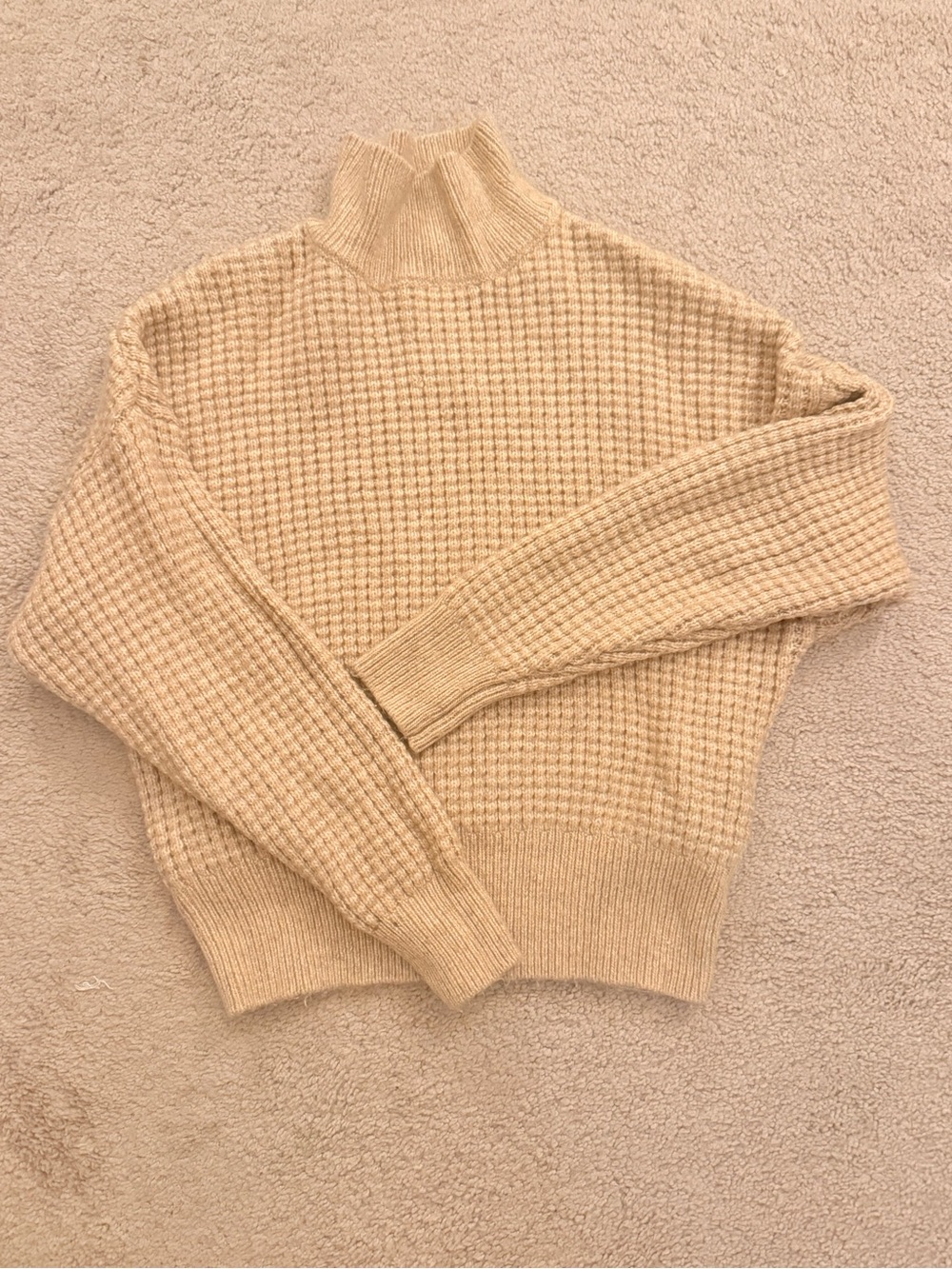 Lulu's Cream Waffle-Knit Turtleneck Sweater